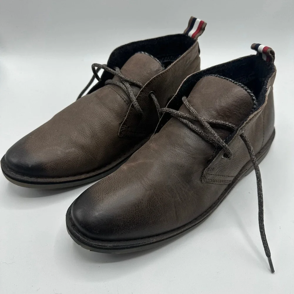 Superdry Mens Brown Leather Chukka Desert Boots Size 10 US 43 EU Burnished Toe